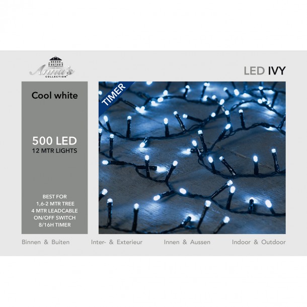 Φωτάκια 500 Led Λευκά-12μ. Με Μαύρο Καλώδιο MSA 20-89-383