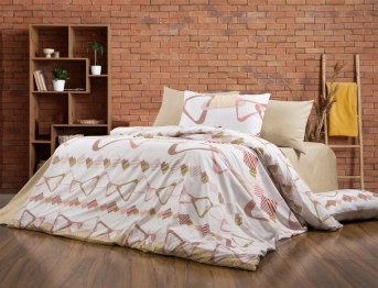 Παπλωματοθήκη Polycotton Μονή 160x240εκ. Δαρεία 490 White-Beige DimCol