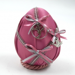 Πασχαλινό Διακοσμητικό Αυγό Γυάλινο Με Ροζ Σατέν Ύφασμα Royal Art 11εκ. GOU21/8/10DP