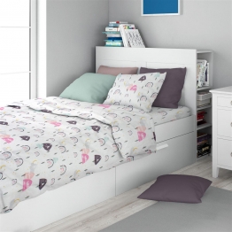 Σετ Σεντόνια 3τμχ Βαμβακερά Μονά 160x240εκ. Rainbow 575 White-Pink Dimcol