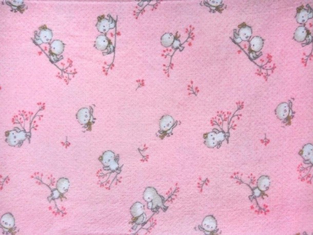 Σεντόνι Λίκνου Φανελένιο Μεμονωμένο 80x110εκ. Birds 15 Pink Dimcol