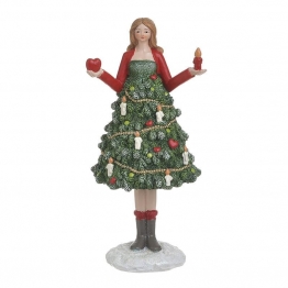 Χριστουγεννιάτικο Διακοσμητικό Γυναικεία Φιγούρα Polyresin inart 11x9x23εκ. 2-70-922-0029