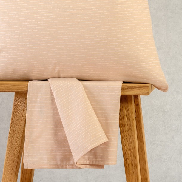 Σετ Σεντόνι Με 1 Μαξιλαροθήκη Polycotton Ημίδιπλο Με Λάστιχο 120x200+32εκ. Davide Beige Casual Line Mini Melinen 20005393