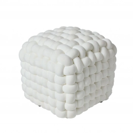 Πουφ Βελούδινο 43x43x40εκ. Deco 2275 Λευκό Das Home