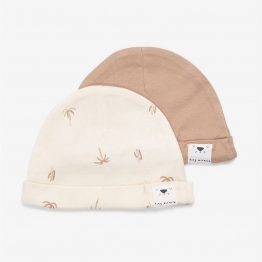 Σετ 2τμχ Σκουφάκι Βαμβακερό 0-3 Μηνών Newborn Hats Palmtrees-Brown Minene 221300042300M
