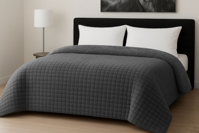 Κουβερτοπάπλωμα Flannel Comfort King 260x240εκ. Rib Cut Dark Grey Le Blanc 7005226-5