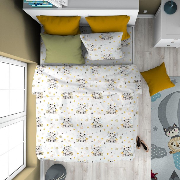 Παπλωματοθήκη Βαμβακερή Μονή 160x240εκ. Lion Cub 531 Grey Dimcol