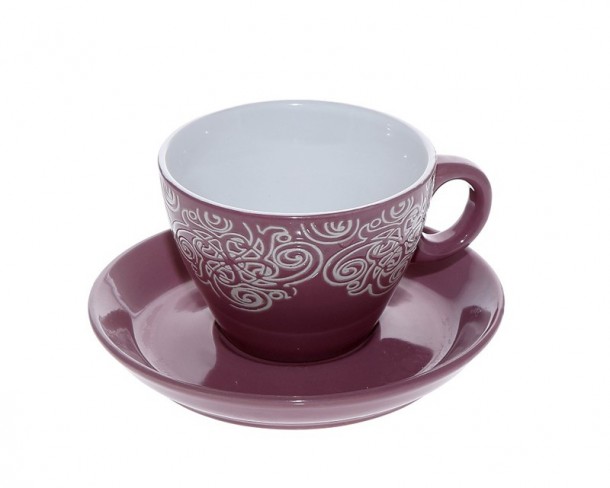 Φλυτζάνι Με Πιατάκι Cappuccino Stoneware 330ml Vienna Μπορντώ ESPIEL HUN118K6 