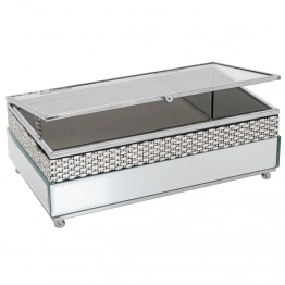 Μπιζουτιέρα Με Καθρέπτη Μεταλλική Ασημί 21x13x7εκ. iliadis 89394