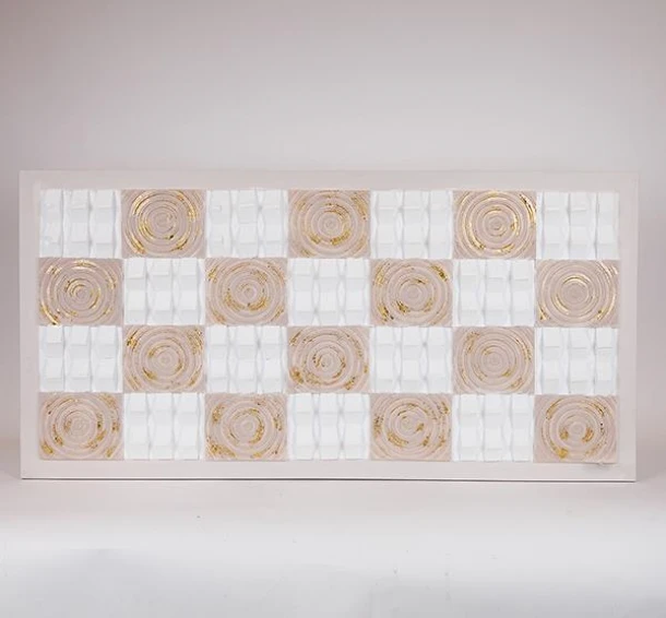 Πίνακας Καμβάς Ανάγλυφος Μπεζ-Λευκός-Χρυσός 122x4,5x62εκ. ESTHETI 812-20042