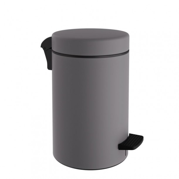 Καλάθι Απορριμμάτων 10lt-Φ20x37εκ. Soft Close Ανοξείδωτο Matte Concrete Grey Pam & Co 2037-163