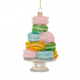 Χριστουγεννιάτικα Macaron Κρεμαστά Γυάλινα 8x8x14εκ. iliadis 87583