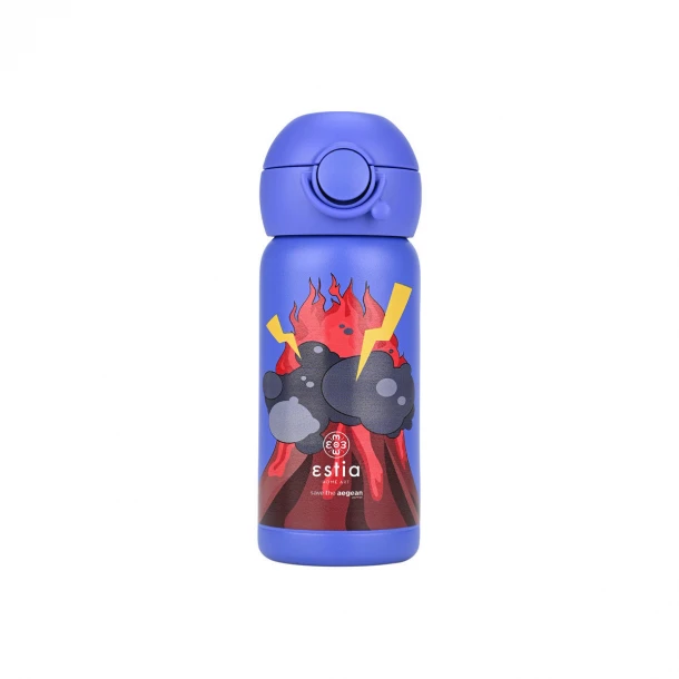 Θερμός Παιδικό Ανοξείδωτο Με Καλαμάκι Lava Splash 350ml-7x7x18εκ. Save The Aegean Estia 01-23508
