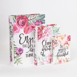 Διακοσμητικό Κουτί Βιβλίο Σετ 3τμχ Ξύλινο Κόκκινο 32x23x7εκ./25x18x5,5εκ./18x13x4εκ. ESTHETI 752-17020