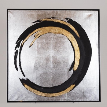 Πίνακας Καμβάς Με Κύκλους Μαύρος-Χρυσός-Ασημί 80x3,5x80εκ. ESTHETI 755-12249