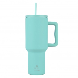 Θερμός Ανοξείδωτος Straw Tumbler XL 14,5x10x26εκ.-1200ml Bermuda Green Save The Aegean Estia 01-32203