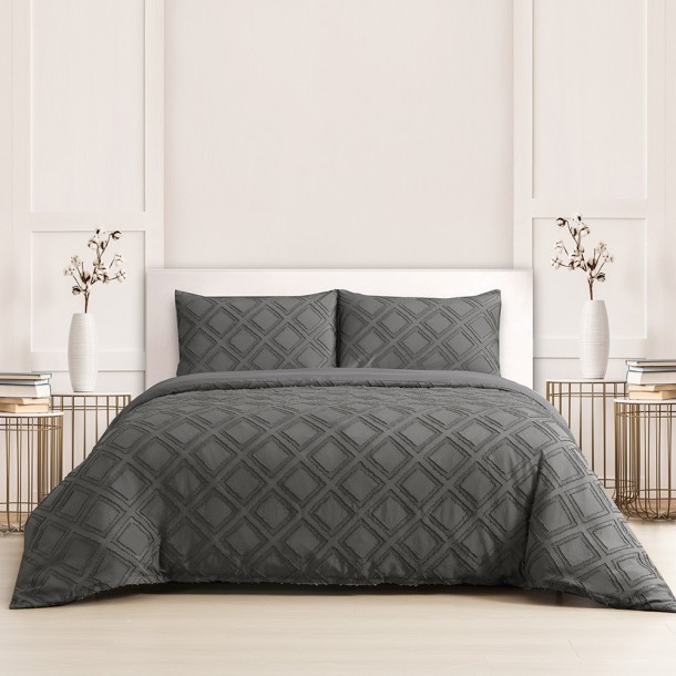 Σετ Παπλωματοθήκη Microfiber Υπέρδιπλη 225x240εκ. Luna Grey Melinen 20003792