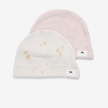Σετ 2τμχ Σκουφάκι Βαμβακερό 0-3 Μηνών Newborn Hats Pink-Lemon Minene 221300040600M