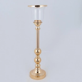 Κηροπήγιο Μεταλλικό-Γυάλινο Χρυσό 15x59εκ. ESTHETI 752-24086