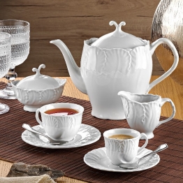 Σετ Φλυτζάνια Καφέ 6τμχ Πορσελάνης 100ml Jasmine White CRYSPO TRIO 29.000.17