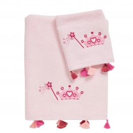Σετ Πετσέτες 2τμχ Βαμβακερές Με Κέντημα Smile 4963 Pink Das Baby