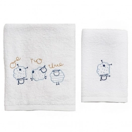 Σετ Πετσέτες 2τμχ Μπεμπέ Βαμβακερές Sheep Σιέλ 57592