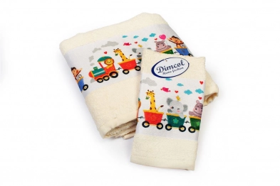 Σετ Πετσέτες 2τμχ Μπεμπέ Βαμβακερές Train 347 Ecru DimCol