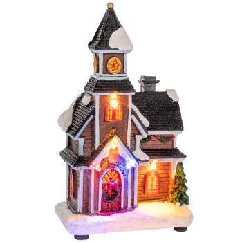 Χριστουγεννιάτικο Διακοσμητικό Σπιτάκι Polyresin Με Led Μπαταρίας 10x7x17,5εκ. iliadis 90735