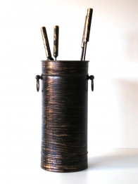 Κρεμανταλάς Κουβαδάκι Σιδερένιο Μασίφ Με Αξεσουάρ Φ20x32εκ. Μαύρο Σωλήνα Πατίνα Χρυσό