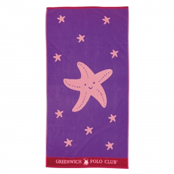Πετσέτα Θαλάσσης Βαμβακερή 70x140εκ. Beach Towels 3898 Μωβ-Κόκκινη-Ροζ Greenwich Polo Club Junior