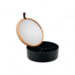 Κουτί Οργάνωσης Με Καθρέπτη Bamboo Μαύρο 14x14x5,1εκ. Essentials Estia 02-15329