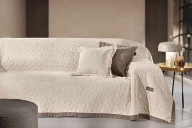 Ριχτάρι Βελούδινο Τετραθέσιος 170x350εκ. Με Διακοσμητική Μαξιλαροθήκη Avalon Cream Guy Laroche