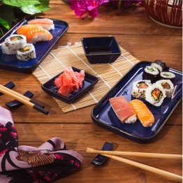 Σετ Σούσι 7τμχ Κεραμικό 2 Ατόμων Μπλε 28x26,5εκ. Okinawa Homla 229370