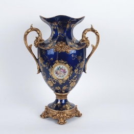 Βάζο Πορσελάνης-Polyresin Μπλε-Χρυσό 34,5x20x48εκ. ESTHETI 752-21018