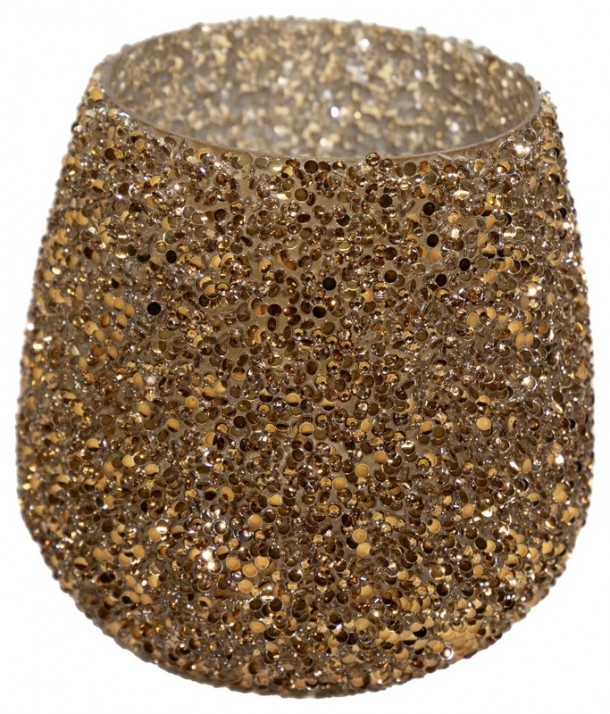 Κηροπήγιο Γυάλινο 9,5x9εκ. Strass Amber Art Et Lumiere 30545
