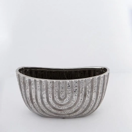 Κασπώ Κεραμικό Καφέ-Ασημί 28x12x14,5εκ. ESTHETI 752-18072