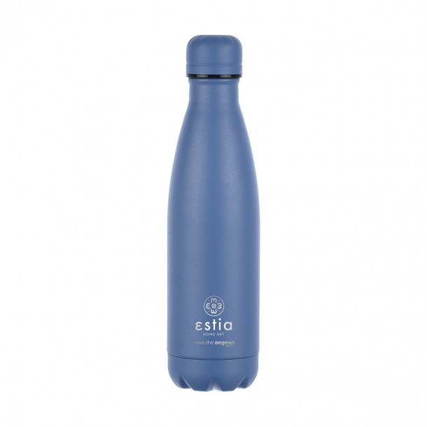 Θερμός-Μπουκάλι Ανοξείδωτο Flask Lite Save The Aegean Denim Blue Estia 500ml-7x7x26,6εκ. 01-18009