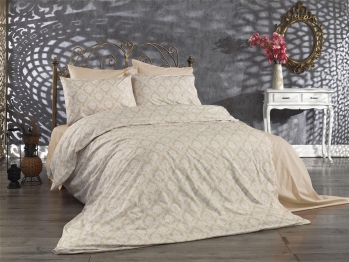 Σετ Σεντόνια Εμπριμέ Polycotton King 240x270εκ. Οφηλία 275 Beige DimCol