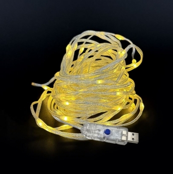 Λαμπάκια 200 Led-13μ. SMD Λευκό Θερμό με USB & Πρόγραμμα Xmas fest 93-3870