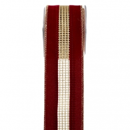 Χριστουγεννιάτικη Κορδέλα Velvet Glitter 6,7εκ.-4,5μ. Μπορντώ-Χρυσή iliadis 20026