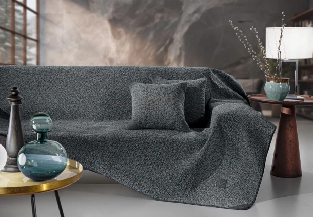 Ριχτάρι Τετραθέσιος 170x350εκ. Ζακάρ Polyester Lama Anthracite Guy Laroche