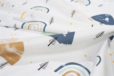 Σεντόνι Μεμονωμένο Βαμβακερό Λίκνου 80x110εκ. Rainbow 574 White-Blue Dimcol