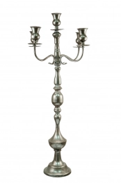 Κηροπήγιο Μεταλλικό Ασημί 38,5x38,5x83εκ. Zen Collection 24.38.51022