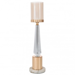 Κηροπήγιο Γυάλινο-Μεταλλικό-Μαρμάρινο Χρυσό 13x55εκ. iliadis 91775