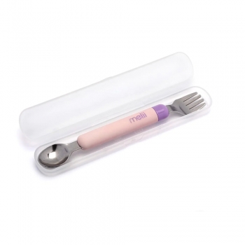 Σετ Κουτάλι & Πιρούνι Σε Θήκη Ανοξείδωτο Spork On the Go Pink-Purple Melii MEL11100