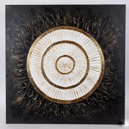 Πίνακας Καμβάς Κύκλος Χρυσός-Μαύρος-Λευκός 80x3x80εκ. ESTHETI 755-12211