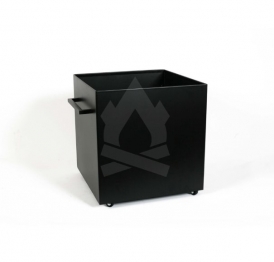 Ξυλιέρα Τετράγωνη 35x35x35εκ. Με Ρόδες Σιδερένια Μασίφ Black