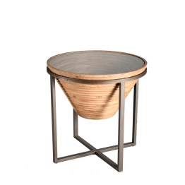 Τραπεζάκι Σαλονιού Μεταλλικό-Ξύλινο Έλατο-Γυάλινο ESPIEL Tempered 65x65x66εκ. JAM105