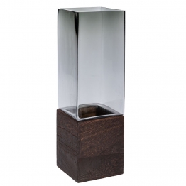 Βάζο Γυάλινο-Ξύλινο Γκρι-Καφέ 10x30εκ. iliadis 91956