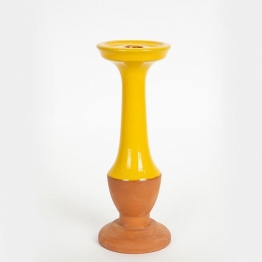Κηροπήγιο Κεραμικό Terracotta-Κίτρινο 9,8x9,8x26,7εκ. ESTHETI 752-25010